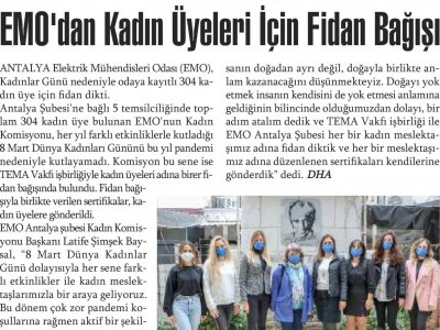 EMO`DAN KADIN ÜYELERİ İÇİN FİDAN BAĞIŞI (AYYILDIZ TOROS-09.03.2021)