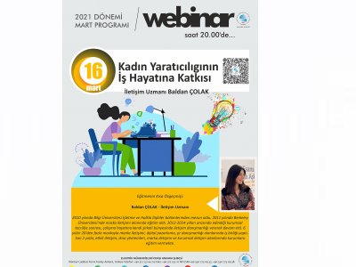 KADIN YARATICILIĞININ İŞ HALATINA KATKISI BAŞLIKLI WEBINAR DÜZENLENECEK