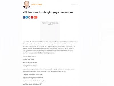 NÜKLEER SEVDASI BAŞKA ŞEYE BENZEMEZ (BAYAZIT İHLAN-BİRGUN.NET)