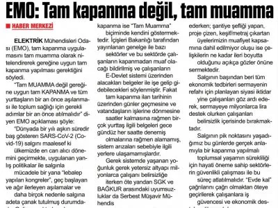 EMO: TAM KAPANMA DEĞİL TAM MUAMMA (ZAFER GAZETESİ, 04.04.2021)