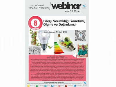 ENERJİ VERİMLİLİĞİ YÖNETİMİ, ÖLÇME VE DOĞRULAMA BAŞLIKLI WEBINAR DÜZENLENECEK