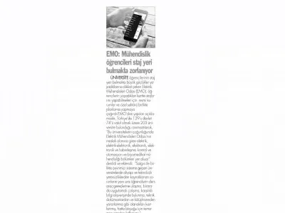 EMO: MÜHENDİSLİK ÖĞRENCİLERİ STAJ YERİ BULMAKTA ZORLANIYOR (DOKUZ SÜTUN)