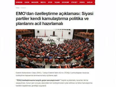 EMODAN ÖZELLEŞTİRME AÇIKLAMASI: SİYASİ PARTİLER KENDİ KAMULAŞTIRMA POLİTİKA VE PLANLARINI ACİL HAZIRLAMALI (SOZLUKHABERLERİ.COM)