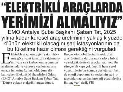ELEKTRİKLİ ARAÇLARDA YERİMİZİ ALMALIYIZ (ANTALYA GÜNDEM-15.07.2021)