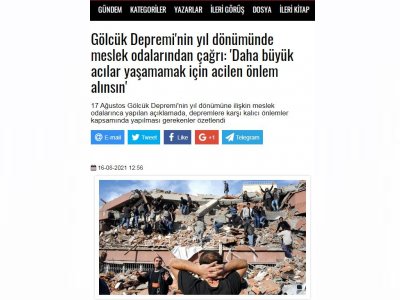 GÖLCÜK DEPREMİ`NİN YIL DÖNÜMÜNDE MESLEK ODALARINDAN ÇAĞRI: `DAHA BÜYÜK ACILAR YAŞAMAMAK İÇİN ACİLEN ÖNLEM ALINSIN` (İLERİHABER.ORG)