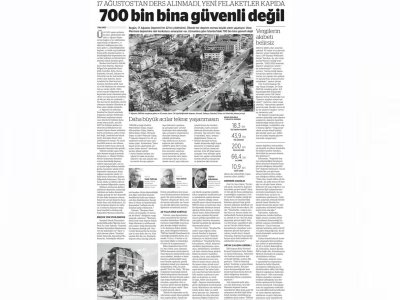 17 AĞUSTOS`TAN DERS ALINMADI, YENİ FELAKETLER KAPIDA: 700 BİN BİNA GÜVENLİ DEĞİL (BİRGÜN)