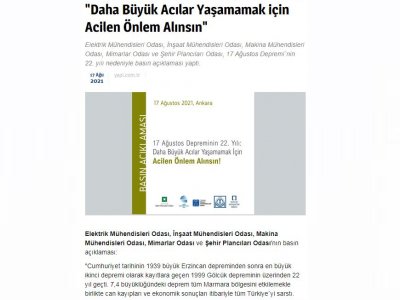 `DAHA BÜYÜK ACILAR YAŞAMAMAK İÇİN ACİLEN ÖNLEM ALINSIN` (YAPİ.COM.TR)