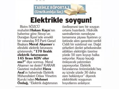 ELEKTRİKLE SOYGUN!-(NECATİ DOĞRU/SÖZCÜ)