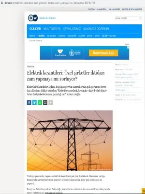 ELEKTRİK KESİNTİLERİ: ÖZEL ŞİRKETLER İKTİDARI ZAM YAPMAYA MI ZORLUYOR? (DEUTSCHE WELLE TÜRKÇE)