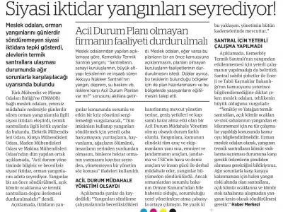 SİYASİ İKTİDAR YANGINLARI SEYREDİYOR! (BİRGÜN)