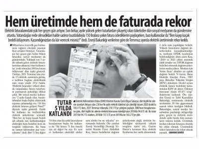 HEM ÜRETİMDE HEM DE FATURADA REKOR (KARAR)