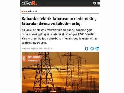 KABARIK ELEKTRİK FATURALARININ NEDENİ: TEMMUZ ZAMMI, GEÇ FATURALANDIRMA VE TÜKETİM ARTIŞI (GAZETEDUVAR.COM.TR)