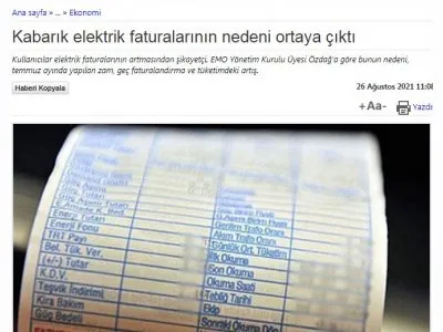 KABARIK ELEKTRİK FATURALARININ NEDENİ ORTAYA ÇIKTI (MEMURLAR.NET)
