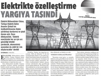 ELEKTRİKTE ÖZELLEŞTİRME YARGIYA TAŞINDI (AYDINLIK)