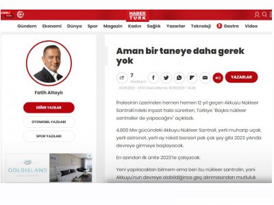 AMAN BİR TANEYE DAHA GEREK YOK (FATİH ALTAYLI/HABERTÜRK.COM)