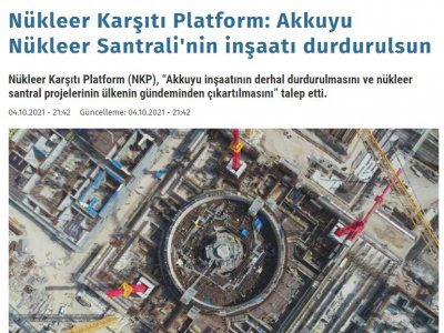 NÜKLEER KARŞITI PLATFORM: AKKUYU NÜKLEER SANTRALİ`NİN İNŞAATI DURDURULSUN (ARTİGERCEK.COM)