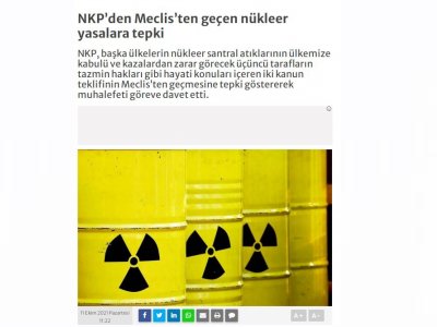 NKPDEN MECLİSTEN GEÇEN NÜKLEER YASALARA TEPKİ (ENERJİGUNLUGU.NET)