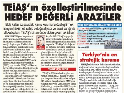 TEİAŞIN ÖZELLEŞTİRİLMESİNDE HEDEF DEĞERLİ ARAZİLER (SÖZCÜ)