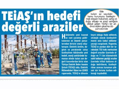 TEİAŞ`IN HEDEFİ DEĞERLİ ARAZİLER (KARADENİZ)