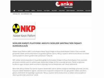 NÜKLEER KARŞITI PLATFORM: AKKUYU NÜKLEER SANTRALİ`NİN İNŞAATI DURDURULSUN (ANKAHABER.NET)