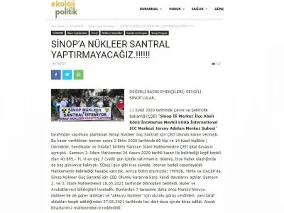 SİNOPA NÜKLEER SANTRAL YAPTIRMAYACAĞIZ.!!!!!! (EKOLOJİPOLİTİK.ORG)