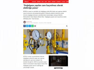 DOĞALGAZA YAPILAN ZAM KAÇINILMAZ OLARAK ELEKTRİĞE YANSIR (SOZCU.COM.TR)