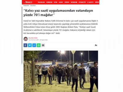 KALICI YAZ SAATİ UYGULAMASINDAN VATANDAŞIN YÜZDE 70İ MAĞDUR (SOZCU.COM.TR)