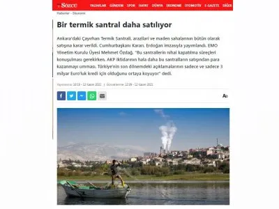 BİR TERMİK SANTRAL DAHA SATILIYOR (SOZCU.COM.TR)