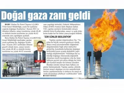 DOĞAL GAZA ZAM GELDİ (LİDER GAZETE - 03.11.2021)