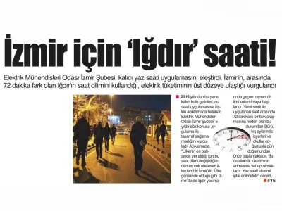 İZMİR İÇİN `IĞDIR` SAATİ! (9 EYLÜL)
