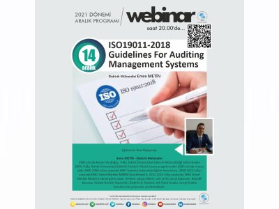 `ISO19011-2018- GUIDELINES FOR AUDITING MANAGEMENT SYSTEMS` BAŞLIKLI WEBINAR GERÇEKLEŞECEK