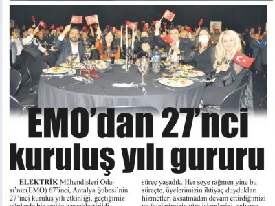EMO`DAN 27`NCİ KURULUŞ YILI GURURU (LİDER GAZETE - 08.12.2021)