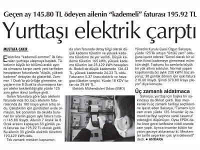 YURTTAŞI ELEKTRİK ÇARPTI (CUMHURİYET)