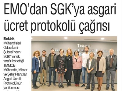 EMO`DAN SGK`YA ASGARİ ÜCRET PROTOKOLÜ ÇAĞRISI (YENİ GÜN)