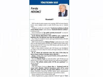 KONTAK (FERDA HEKİMCİ/ TÜKETİCİNİN SESİ)