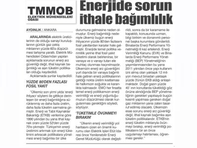 ENERJİDE SORUN İTHALE BAĞIMLILIK (AYDINLIK)