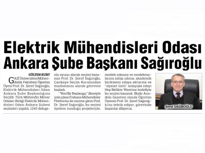 ELEKTRİK MÜHENDİSLERİ ODASI ANKARA ŞUBE BAŞKANI SAĞIROĞLU (ANADOLU, 27.1.2022)