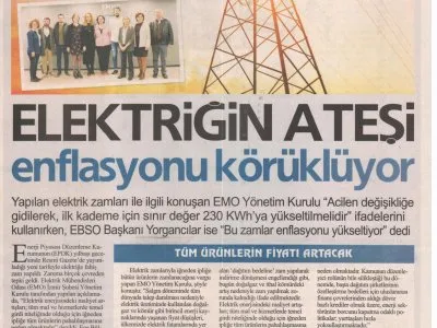 ELEKTRİĞİN ATEŞİ ENFLASYONU KÖRÜKLÜYOR (İLKSES)