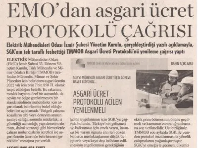EMO`DAN ASGARİ ÜCRET PROTOKOLÜ ÇAĞRISI (İLK SES)
