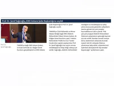 PROF.DR. ŞEREF SAĞIROĞLU , EMO ANKARA ŞUBE BAŞKANLIĞINA SEÇİLDİ (BT HABER, 24.1.2022)