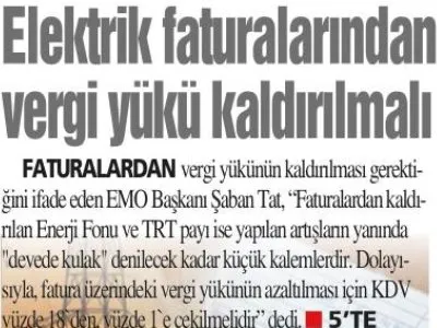 ELEKTRİK FATURASINDA VERGİ YÜKÜ KALKSIN (HÜRSES ANTALYA - 06.01.2022)