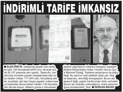 İNDİRİMLİ TARİFE İMKANSIZ (ŞOK)