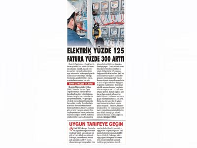 ELEKTRİK YÜZDE 125 FATURA YÜZDE 300 ARTTI (SÖZCÜ)