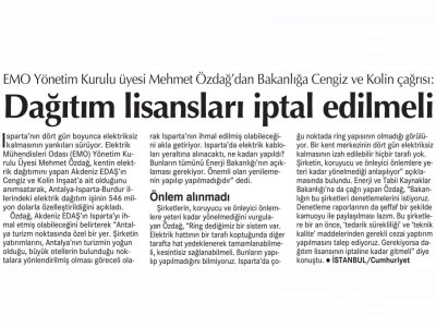 DAĞITIM LİSANSLARI İPTAL EDİLMELİ (CUMHURİYET)