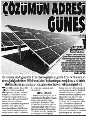 ÇÖZÜMÜN ADRESİ GÜNEŞ