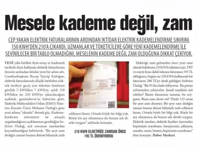 MESELE KADEME DEĞİL, ZAM (YENİ ASYA)