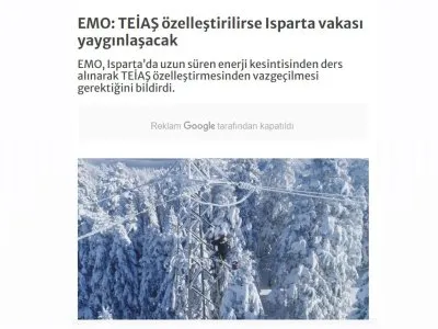 EMO: TEİAŞ ÖZELLEŞTİRİLİRSE ISPARTA VAKASI YAYGINLAŞACAK  (ENERJİGUNLUGU.NET)