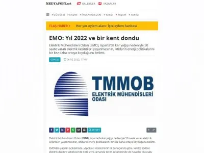 EMO: YIL 2022 VE BİR KENT DONDU (MEDYAPORT.NET)