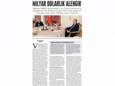 TELEKOM`DA MİLYAR DOLARLIK ALENGİR! (GÜNLÜK EVRENSEL)