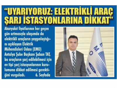 UYARIYORUZ: ELEKTRİKLİ ARAÇ ŞARJ İSTASYONLARINA DİKKAT(GÖLLER BÖLGESİ-18.03.2022)